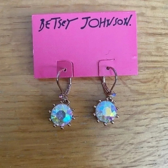 NWT Betsy Johnson Rhinestone Dangle Earrings - Picture 1 of 9